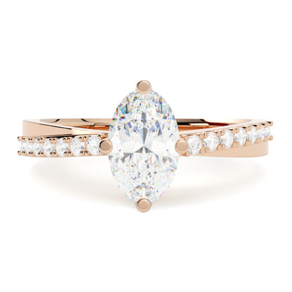 Pierścionek z różowego złota 585 z diamentem owal – elegancka biżuteria od GOLDPORT Szczecin