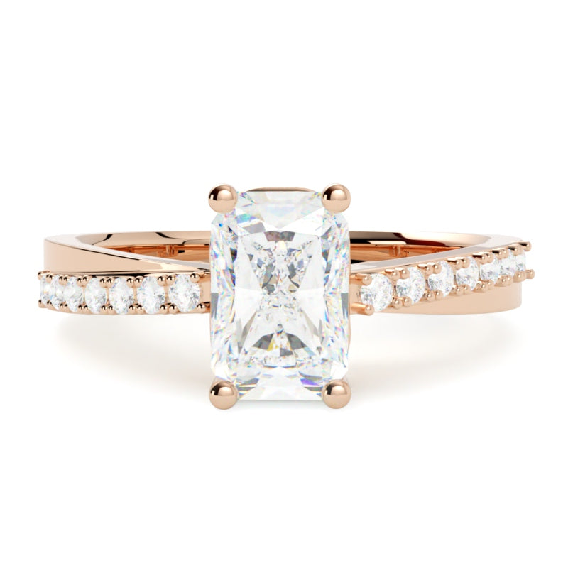 Pierścionek z różowego złota 585 z diamentem – eleganckie złoto o pięknej formie