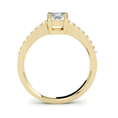 Pierścionek z diamentem radiant z żółtego złota 750