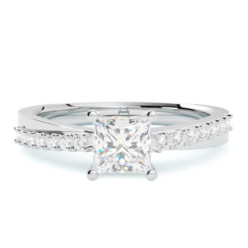 Pierścionek zaręczynowy z białego złota 585 – naturalny diament w precyzyjnej oprawie