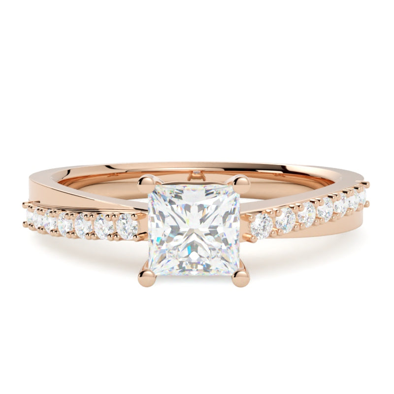 Pierścionek z różowego złota 585 z diamentem – subtelny kolor i pewna oprawa