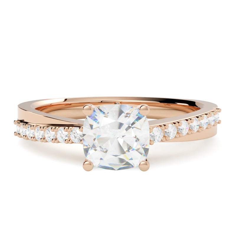 Pierścionek z różowego złota 585 z diamentem – subtelny odcień złota i staranne rzemiosło