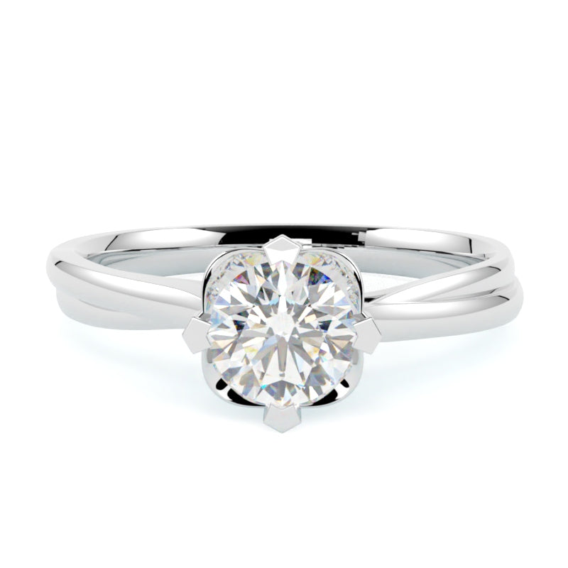 Pierścionek z brylantem, białe złoto 585 – diament centralny, minimalistyczna forma