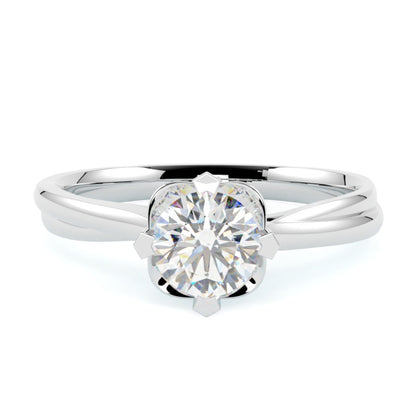 Pierścionek z brylantem, białe złoto 585 – diament centralny, minimalistyczna forma