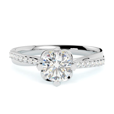 Pierścionek z diamentem z białego złota 585 – nowoczesna oprawa podkreślająca diament centralny