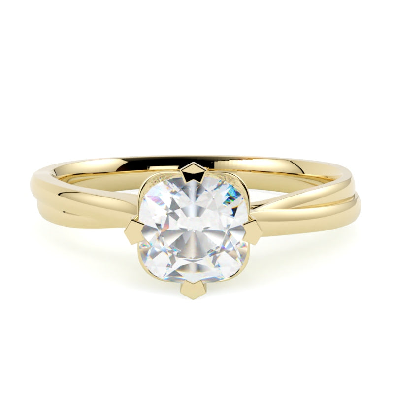 Pierścionek z diamentem Calla – szlif cushion – złoto żółte 585 – GOLDPORT