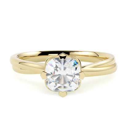 Pierścionek z diamentem Calla – szlif cushion – złoto żółte 585 – GOLDPORT