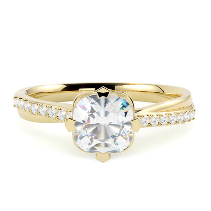 Pierścionek z diamentem Harper – szlif cushion – złoto żółte 585 – GOLDPORT