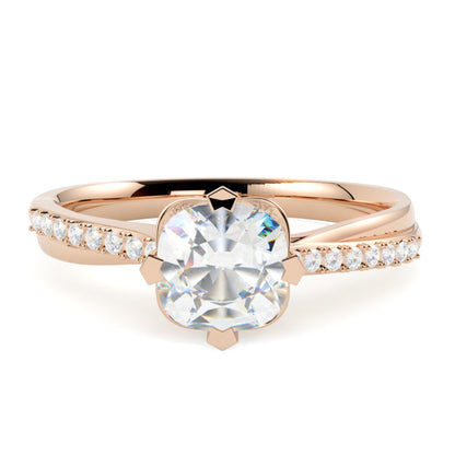 Pierścionek z diamentem Harper – szlif cushion – złoto różowe 585 – GOLDPORT