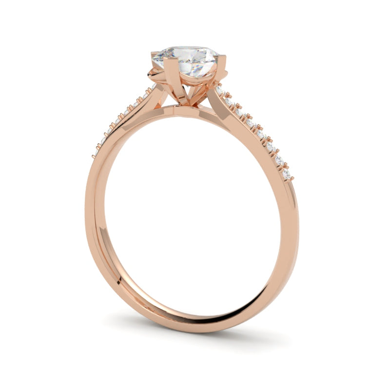 Pierścionek z diamentem Harper – szlif cushion – złoto różowe 750 – GOLDPORT