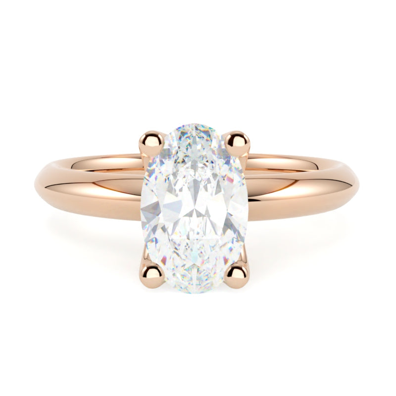 Pierścionek z diamentem Pearl – szlif owalny – złoto różowe 585 – GOLDPORT