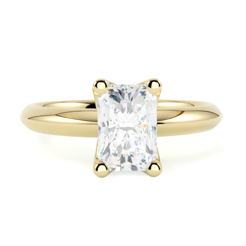 Pierścionek z diamentem w szlifie radiant w żółtym złocie 585