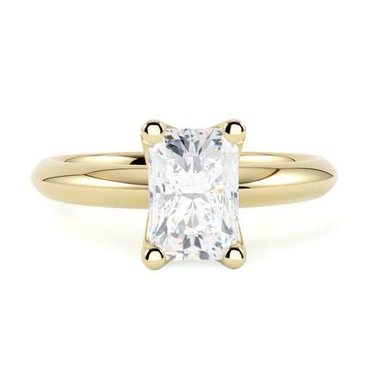 Pierścionek z diamentem w szlifie radiant w żółtym złocie 585