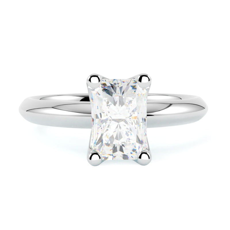 Pierścionek z diamentem w szlifie radiant w białym złocie 585