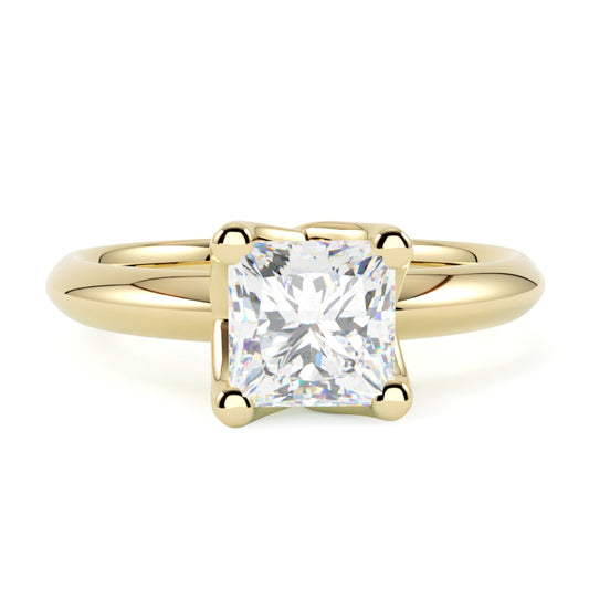 Pierścionek zaręczynowy z diamentem princess żółte złoto 585 GOLDPORT