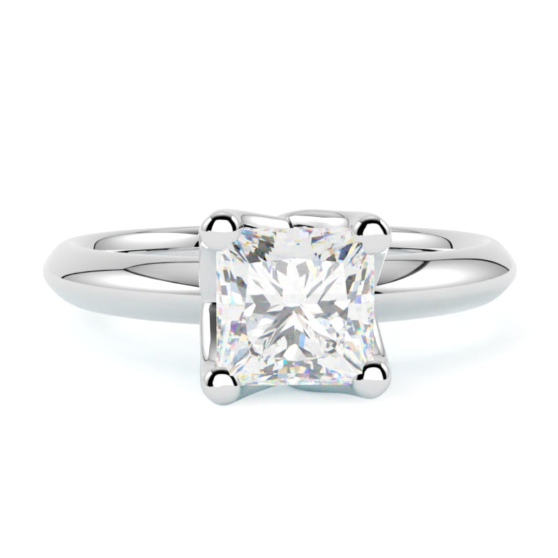 Pierścionek zaręczynowy PDB172 z diamentem princess białe złoto 585 GOLDPORT