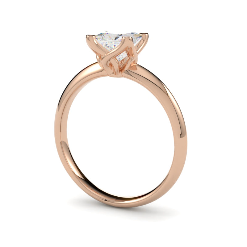 Pierścionek zaręczynowy PDB172 z diamentem princess różowe złoto 750 GOLDPORT