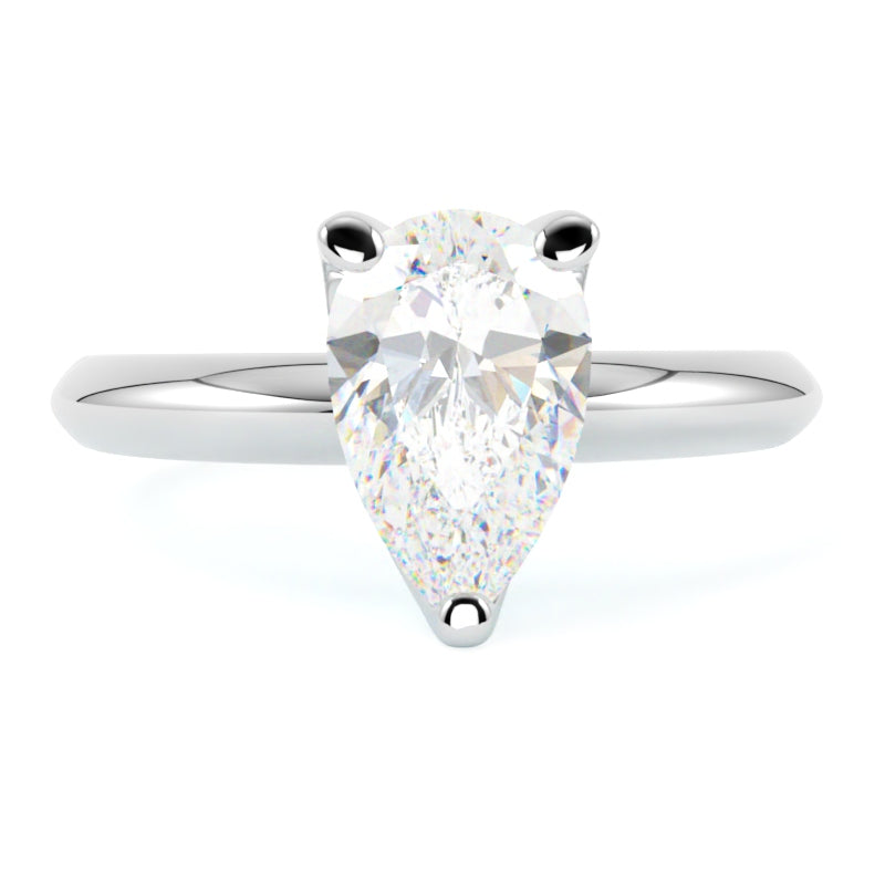 Pierścionek solitaire z diamentem gruszka białe złoto 585 od GOLDPORT