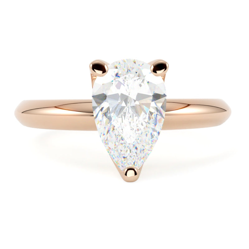 Pierścionek solitaire z diamentem gruszka różowe złoto 585 od GOLDPORT