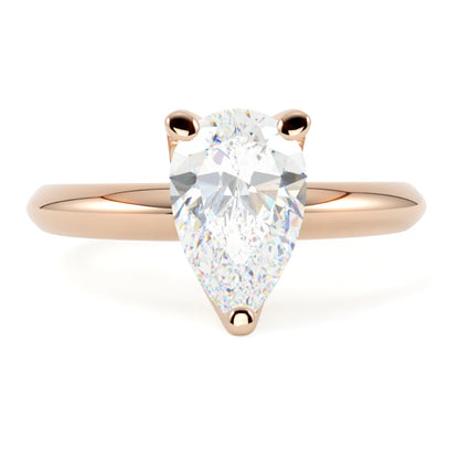 Pierścionek solitaire z diamentem gruszka różowe złoto 585 od GOLDPORT