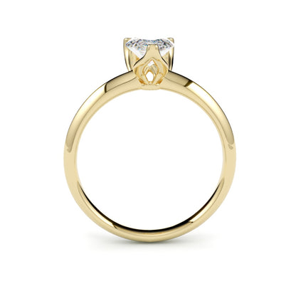 Pierścionek zaręczynowy solitaire z diamentem gruszka żółte złoto 585 od GOLDPORT widok z frontu