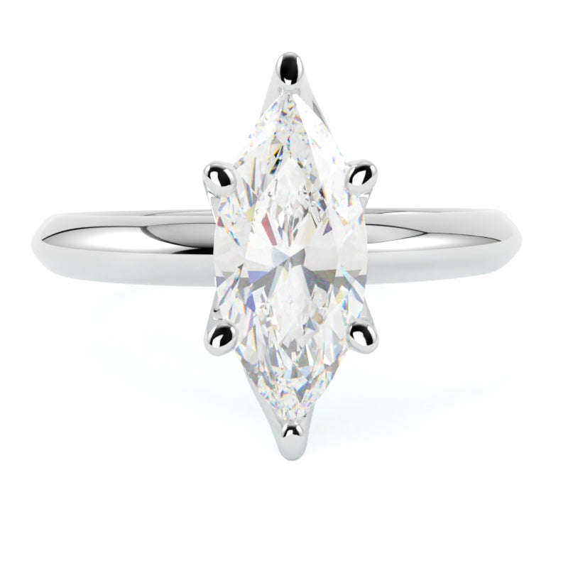 Pierścionek solitaire z diamentem markiza w białym złocie 6 łapek od GOLDPORT