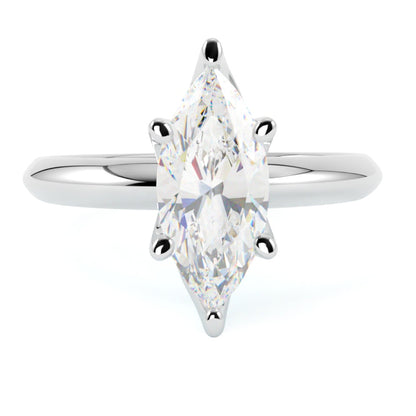 Pierścionek solitaire z diamentem markiza w białym złocie 6 łapek od GOLDPORT