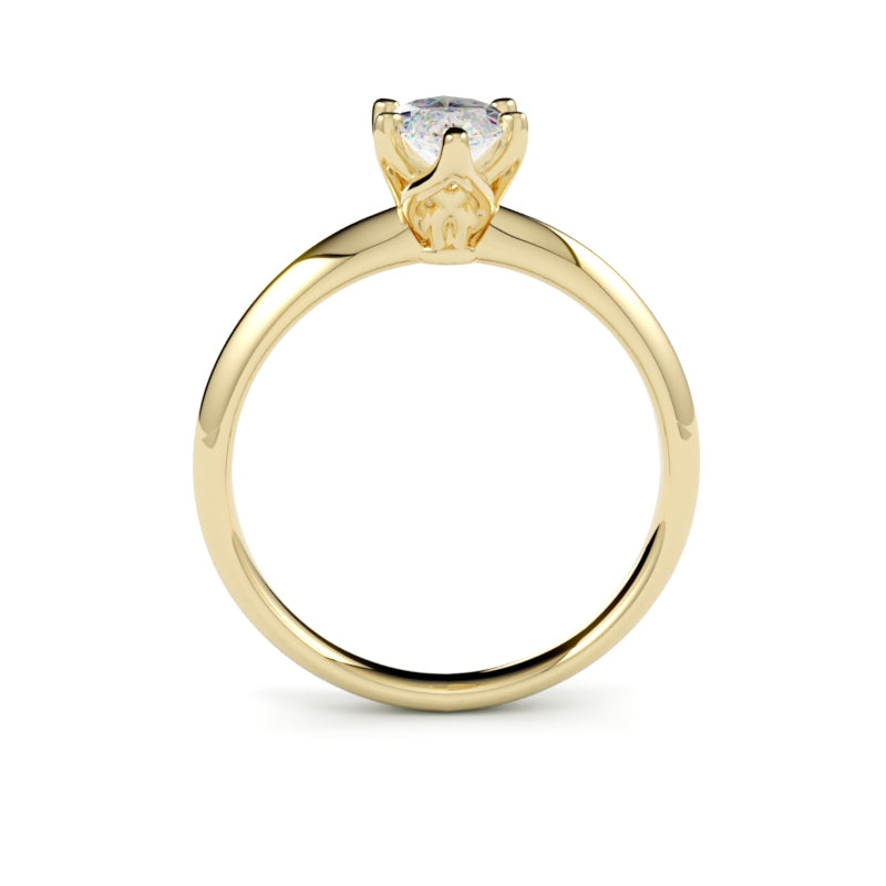 Pierścionek solitaire z diamentem markiza w żółtym złocie 750 od GOLDPORT widok z frontu