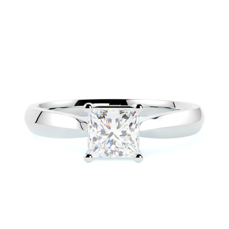 Pierścionek zaręczynowy z diamentem princess oprawa w 4 łapki białe złoto 585 od GOLDPORT 