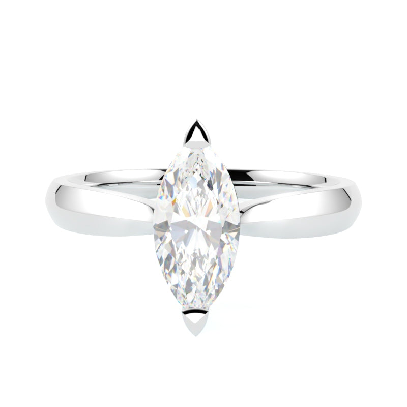 Klasyczny pierścionek zaręczynowy z diamentem w szlifie markiza białe złoto producent GOLDPORT