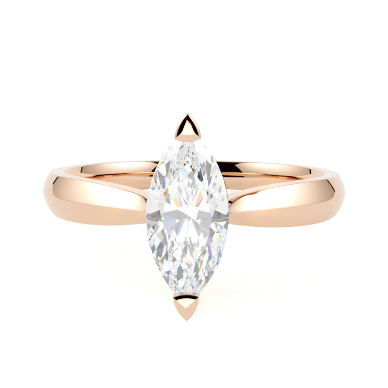 Klasyczny pierścionek zaręczynowy z diamentem w szlifie markiza różowe złoto producent GOLDPORT