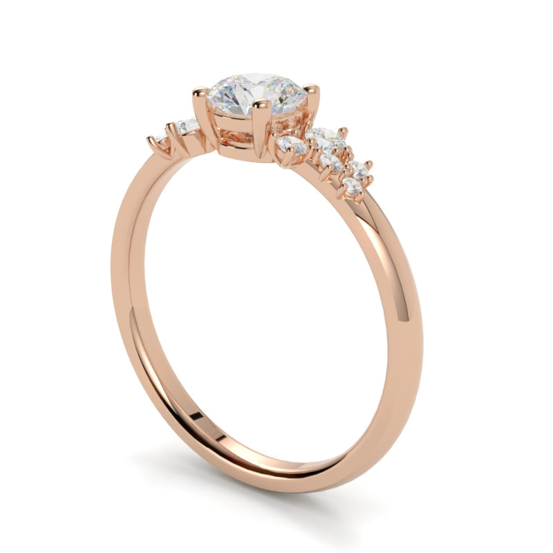 Pierścionek zaręczynowy z diamentem Galaktyka od GOLDPORT, różowe złoto 750 i 11 diamentów