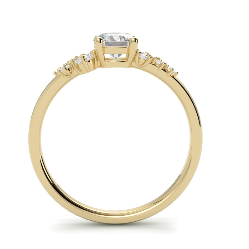 Pierścionek zaręczynowy z diamentem Galaktyka od GOLDPORT, żółte złoto 585 widok z frontu